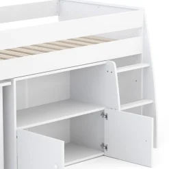 Hochbett Holz STANLEY mit Schreibtisch und Kommode 90 x 200 cm weiss