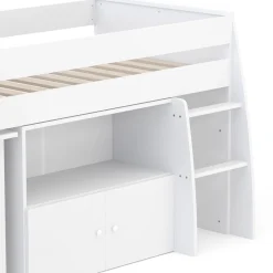 Hochbett Holz STANLEY mit Schreibtisch und Kommode 90 x 200 cm weiss