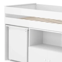 Hochbett Holz STANLEY mit Schreibtisch und Kommode 90 x 200 cm weiss