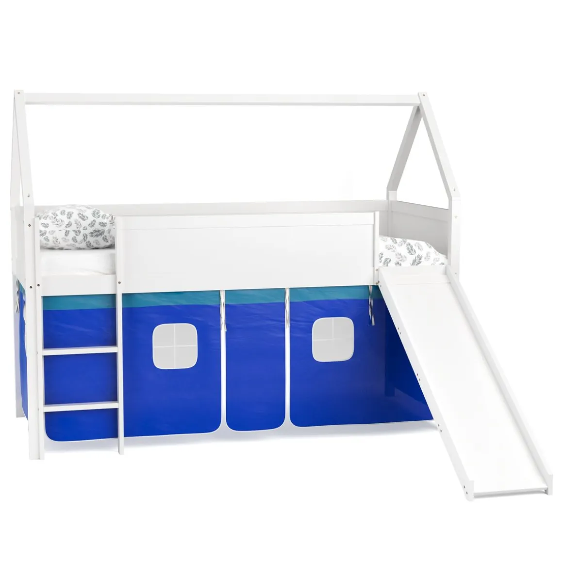 Hochbett JESSI mit Rutsche und Leiter 90 x 200 cm weiss