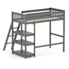 Hochbett mit Regal AGGELOS 90 x 200 cm grau