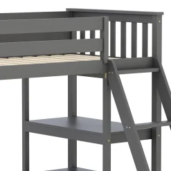 Hochbett mit Regal AGGELOS 90 x 200 cm grau