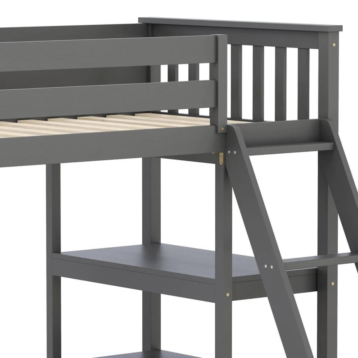 Hochbett mit Regal AGGELOS 90 x 200 cm grau