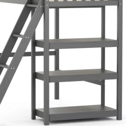 Hochbett mit Regal AGGELOS 90 x 200 cm grau