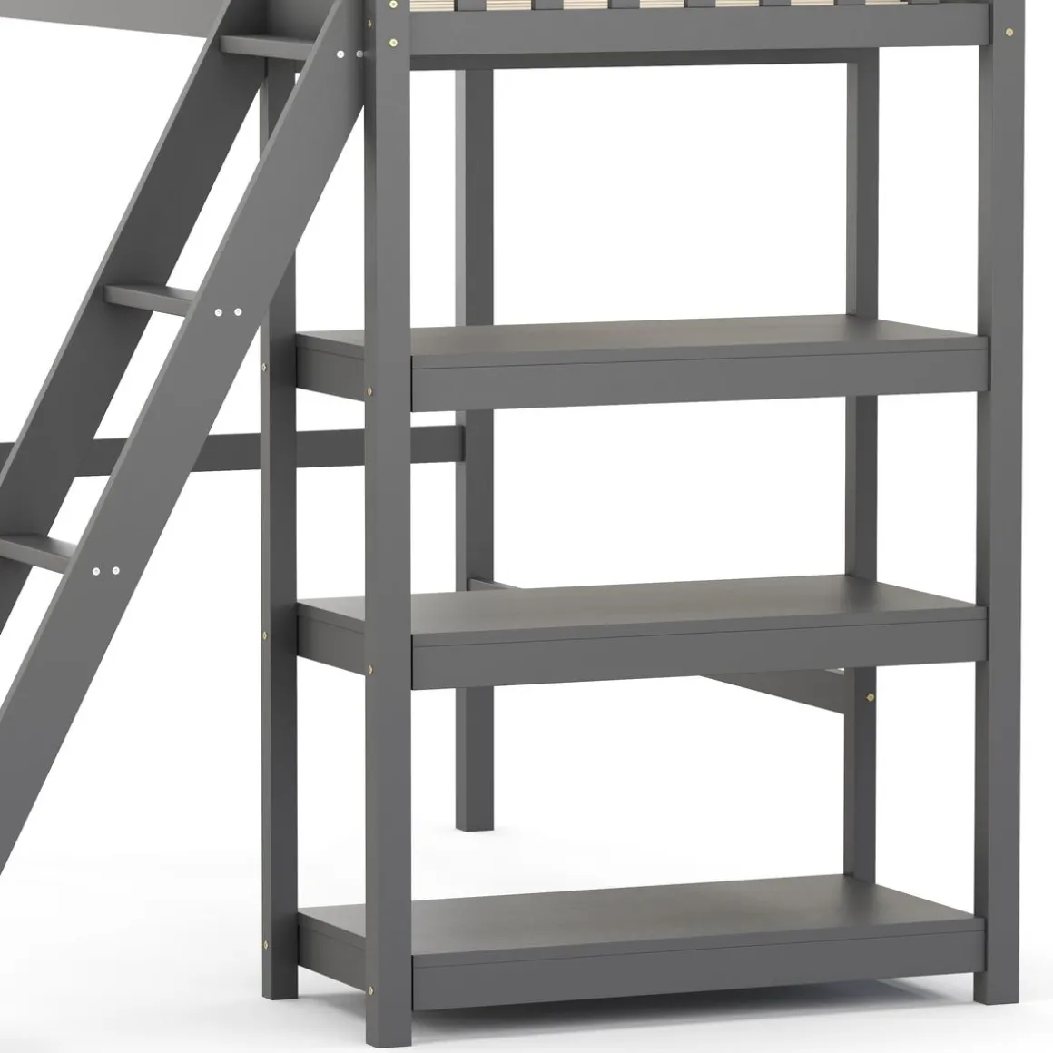 Hochbett mit Regal AGGELOS 90 x 200 cm grau