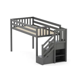 Hochbett mit Stauraum ONEIRO 90 x 200 cm grau