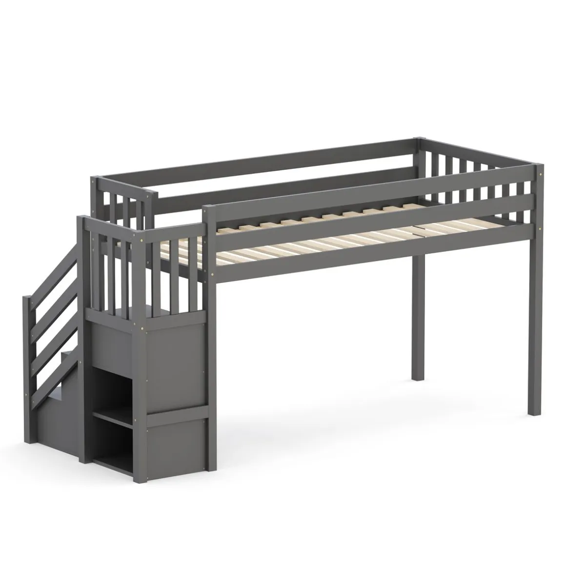 Hochbett mit Stauraum ONEIRO 90 x 200 cm grau