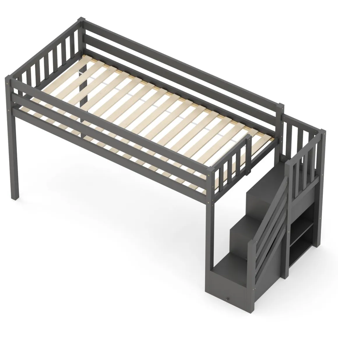 Hochbett mit Stauraum ONEIRO 90 x 200 cm grau