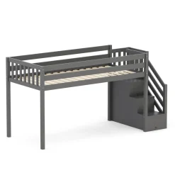 Hochbett mit Stauraum ONEIRO 90 x 200 cm grau