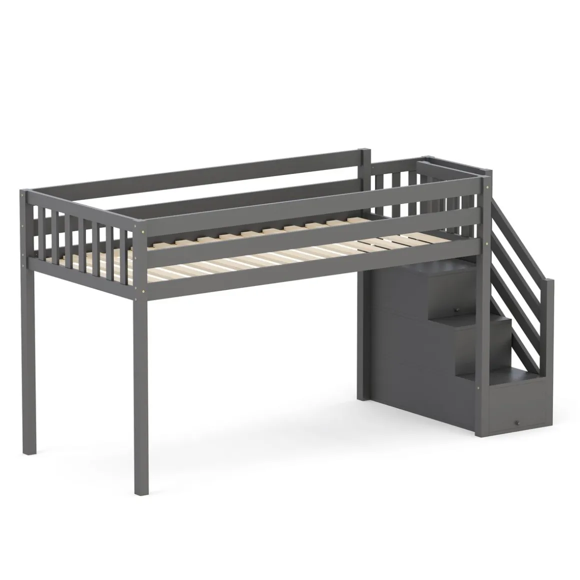 Hochbett mit Stauraum ONEIRO 90 x 200 cm grau