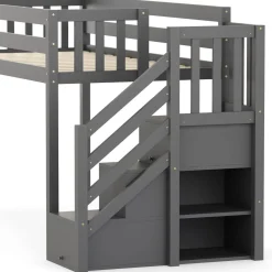 Hochbett mit Stauraum ONEIRO 90 x 200 cm grau