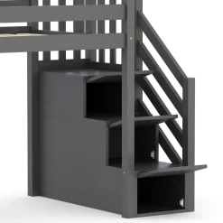 Hochbett mit Stauraum ONEIRO 90 x 200 cm grau