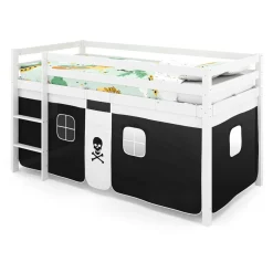 Hochbett PIRATE 90 x 200 cm schwarz/natur