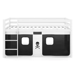 Hochbett PIRATE 90 x 200 cm schwarz/natur
