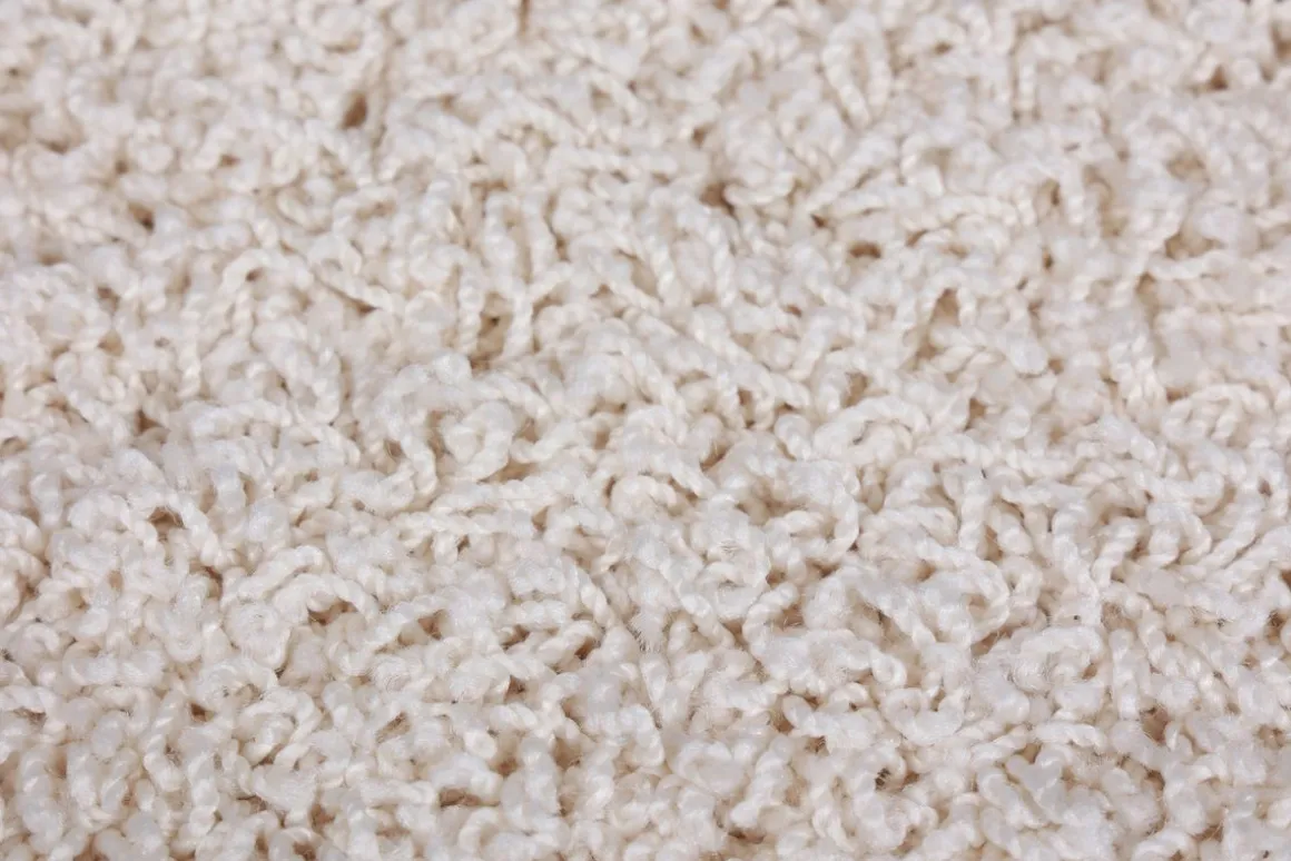 Hochflor Teppich rund 120 cm creme