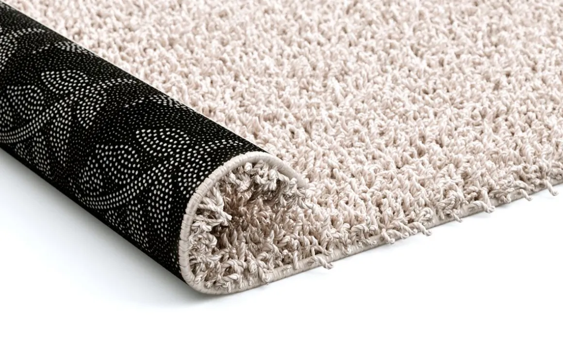 Hochflor Teppich rund 120 cm creme