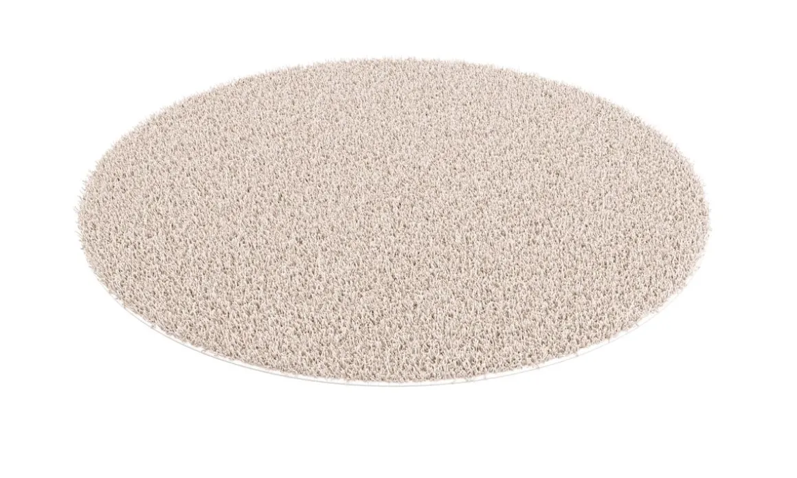 Hochflor Teppich rund 120 cm creme