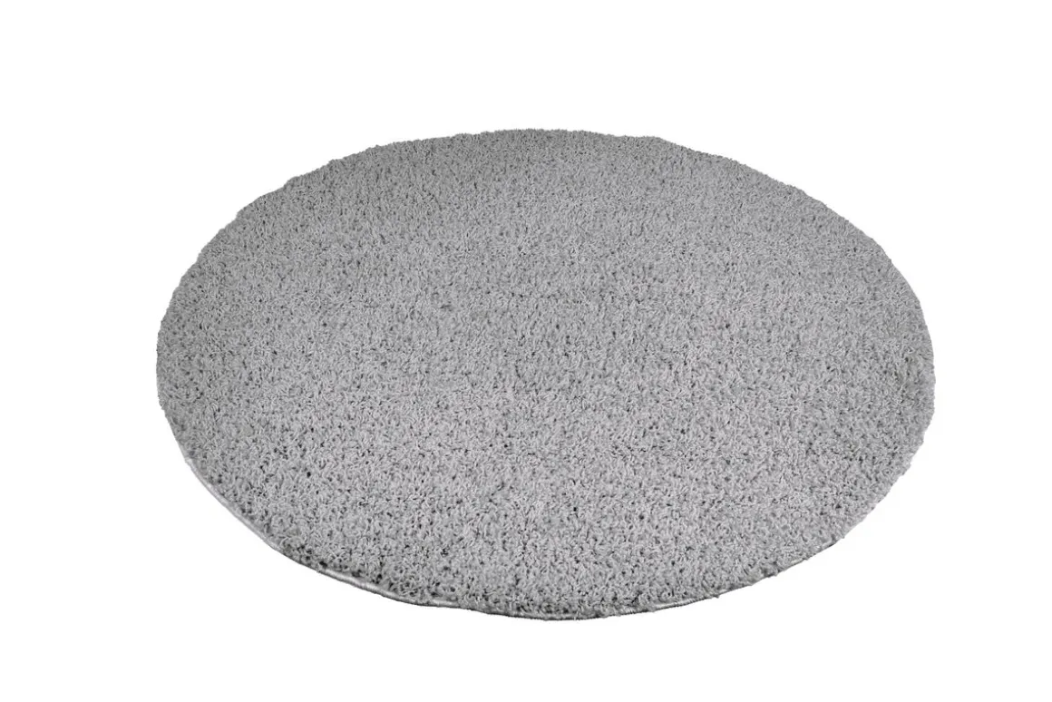 Hochflor Teppich rund 120 cm grau