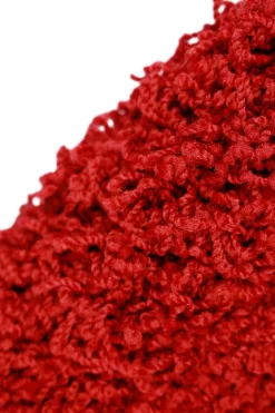 Hochflor Teppich rund 120 cm rot