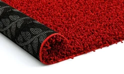 Hochflor Teppich rund 120 cm rot