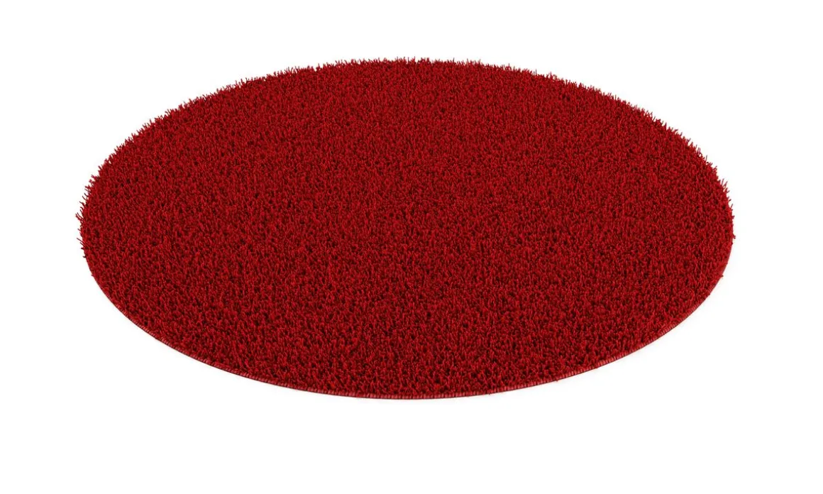 Hochflor Teppich rund 120 cm rot