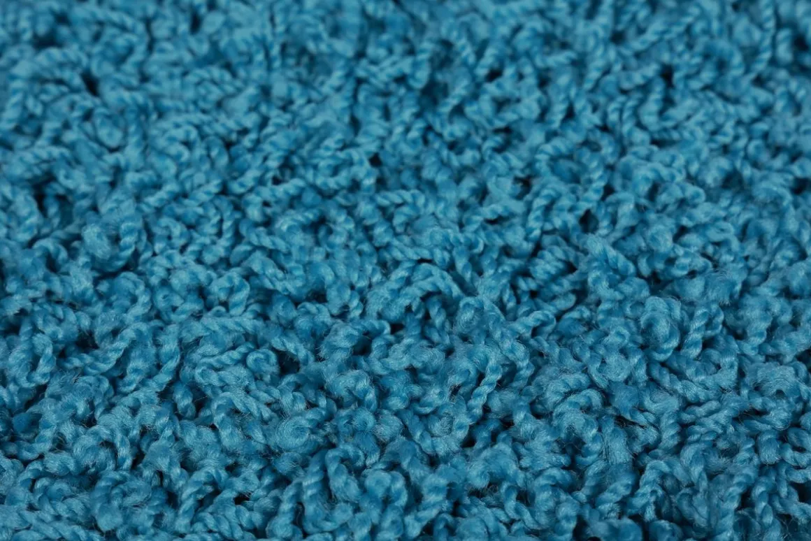 Hochflor Teppich rund 120 cm türkis