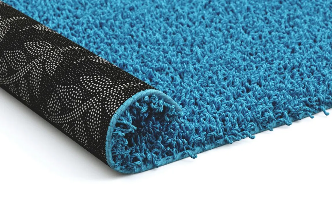 Hochflor Teppich rund 120 cm türkis