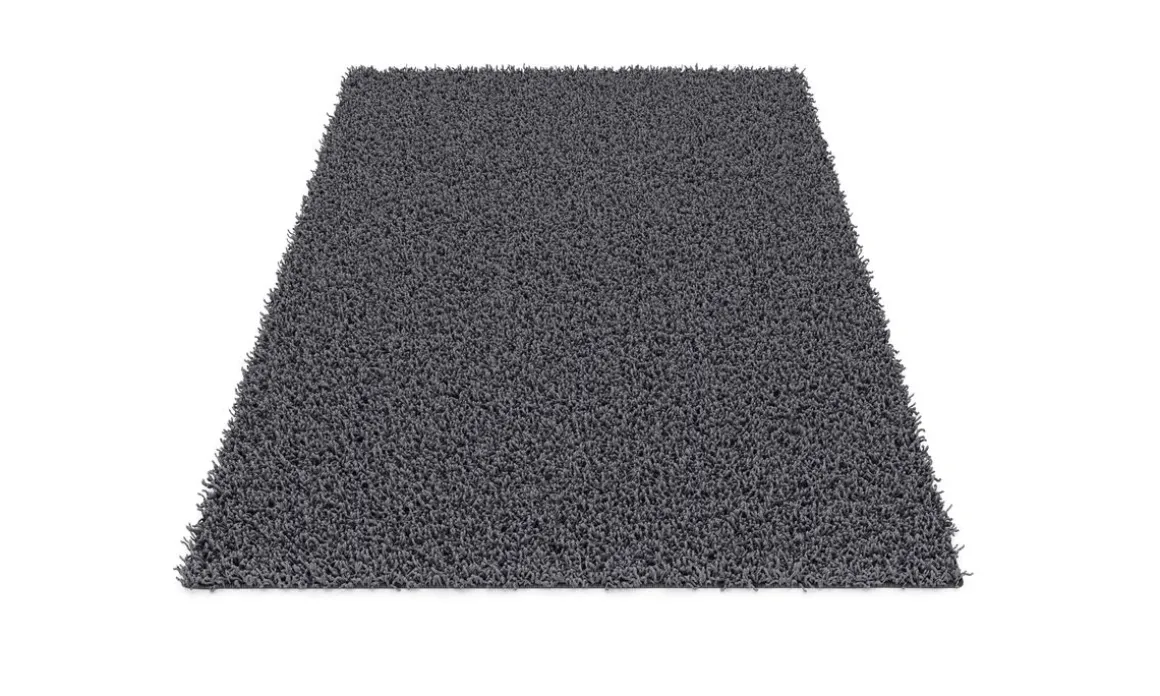 Hochflor Teppich 80 x 150 cm grau