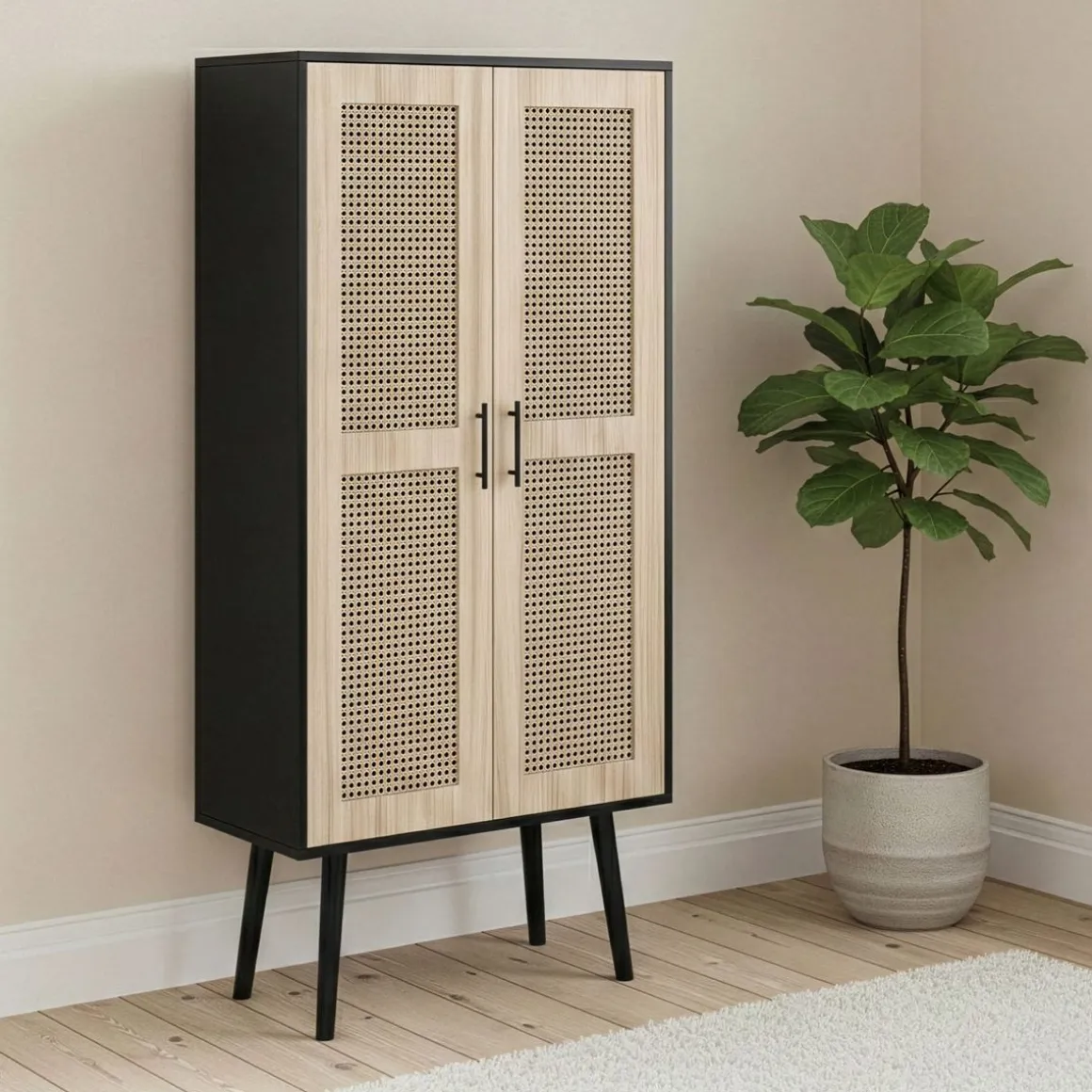 Hochschrank ALDO 70 x 150 cm schwarz/hellbraun