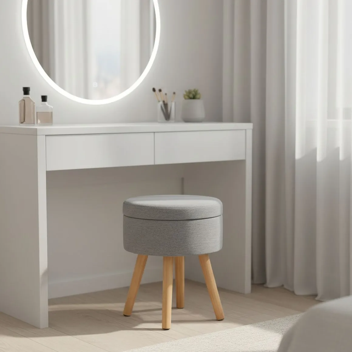 Hocker mit Stauraum hellgrau
