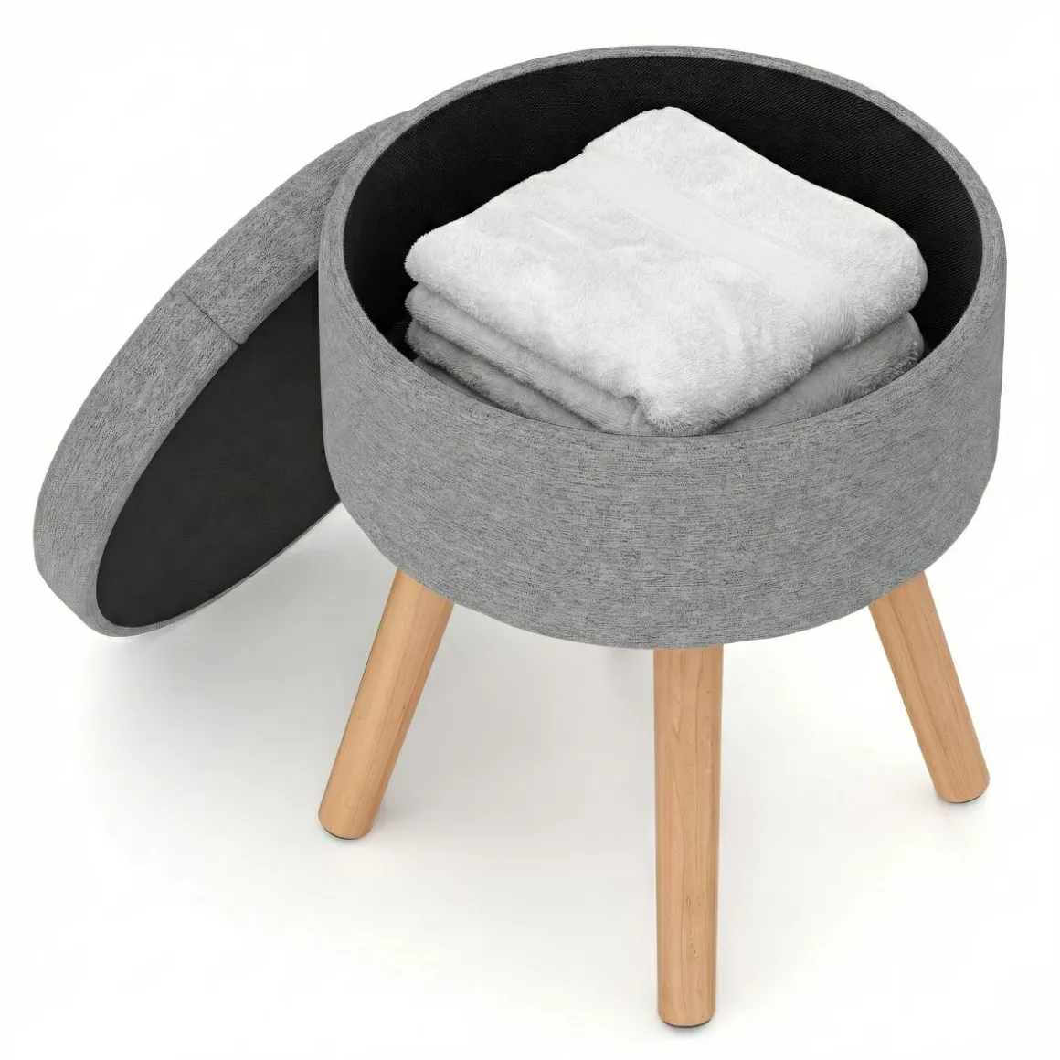 Hocker mit Stauraum hellgrau
