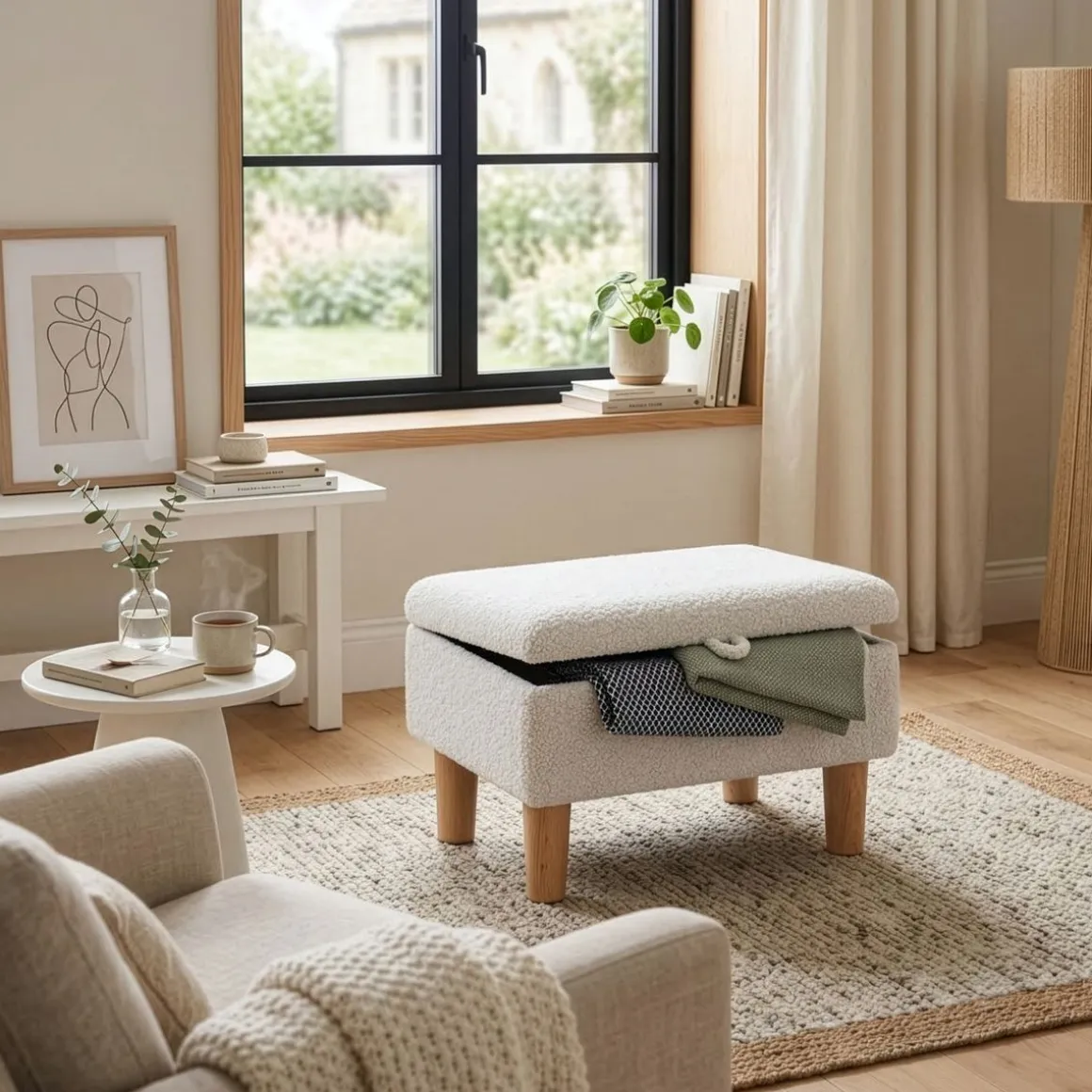 Hocker Teddy CHAM mit Stauraum weiss