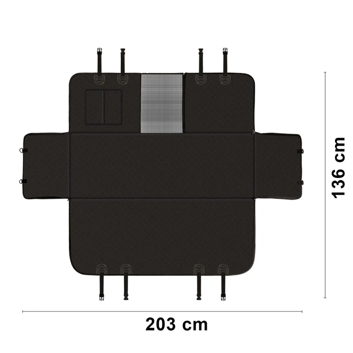 Hunde Autoschutzdecke Set schwarz 3-teilig 203 x 136 cm