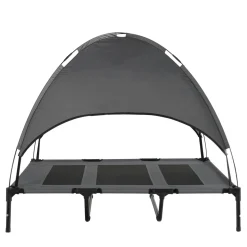 Hundebett Katzenbett erhöht mit Sonnendach XL anthrazit/schwarz