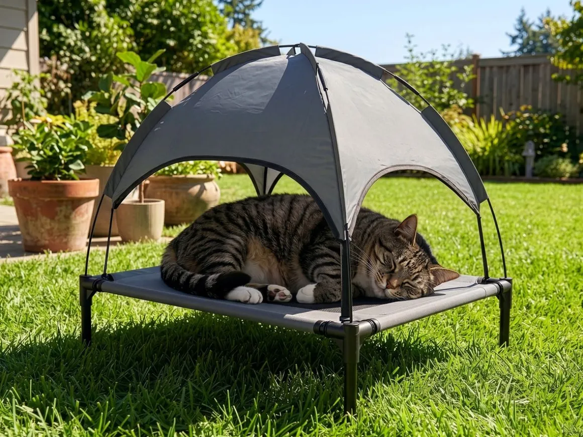 Hundebett Katzenbett erhöht mit Sonnendach M anthrazit/schwarz