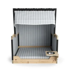 Hundebett Strandkorb grau/weiss