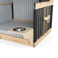 Hundebett Strandkorb grau/weiss