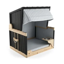 Hundebett Strandkorb grau/weiss