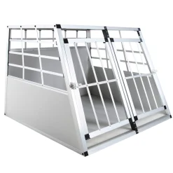 Hundebox Doppelbox Alu M grau