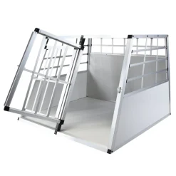 Hundebox Doppelbox Alu M grau