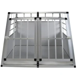 Hundebox Doppelbox Alu M grau