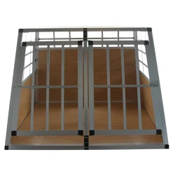 Hundebox Doppelbox Alu M hellbraun