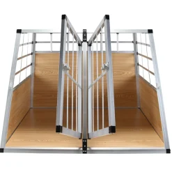 Hundebox Doppelbox Alu M hellbraun