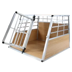 Hundebox Doppelbox Alu M hellbraun