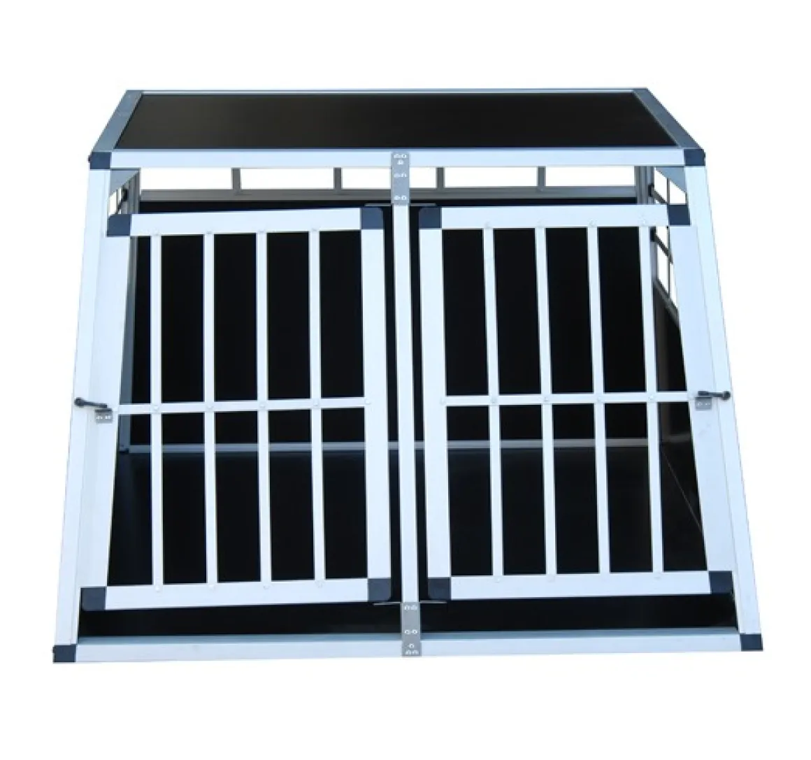 Hundebox Doppelbox Alu M schwarz