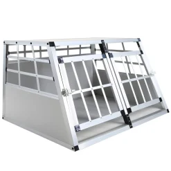 Hundebox Doppelbox Alu S grau