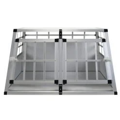 Hundebox Doppelbox Alu S grau