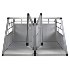 Hundebox Doppelbox Alu S grau