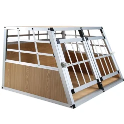 Hundebox Doppelbox Alu S hellbraun