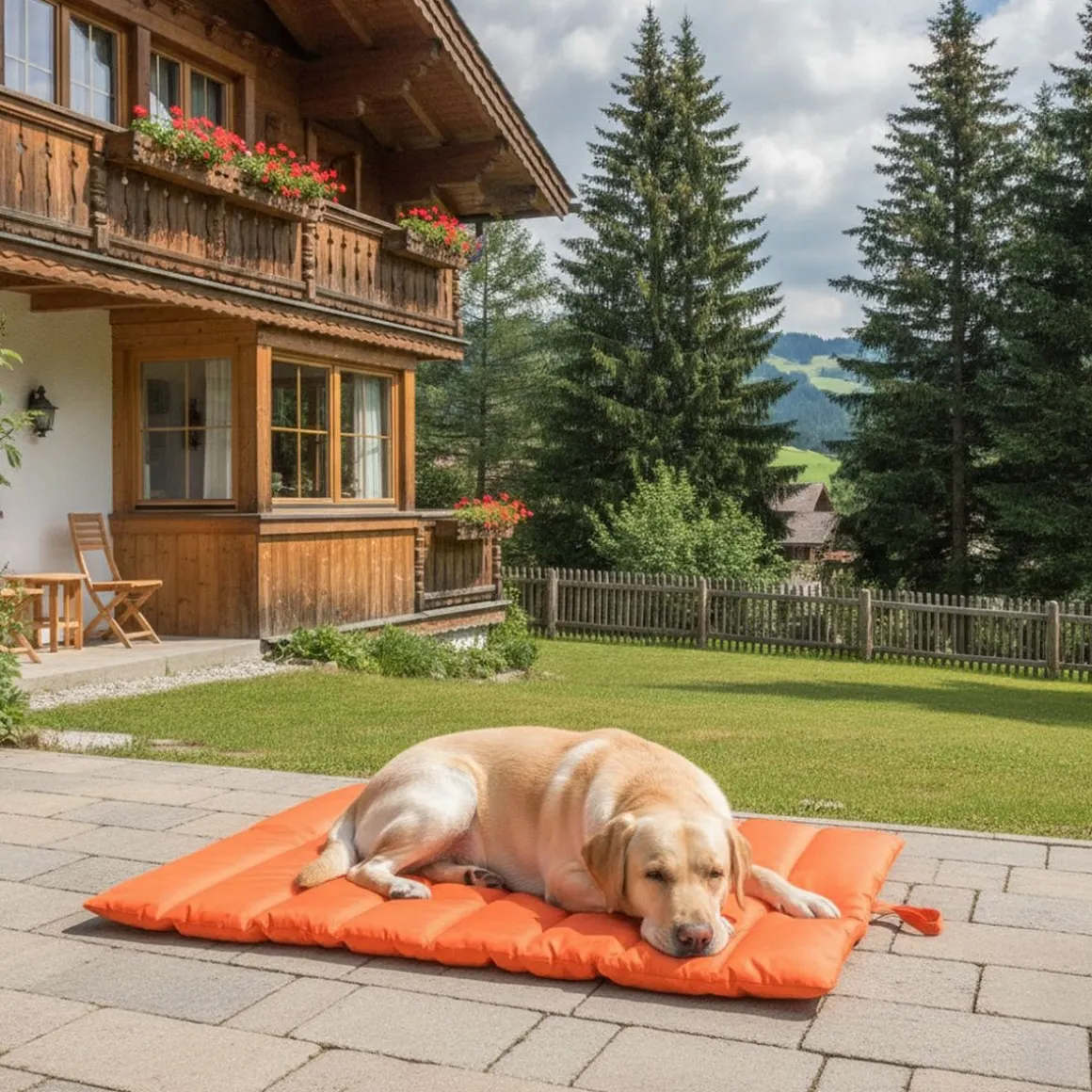 Hunde Campingmatte wasserdicht 110 x 68 cm orange/anthrazit